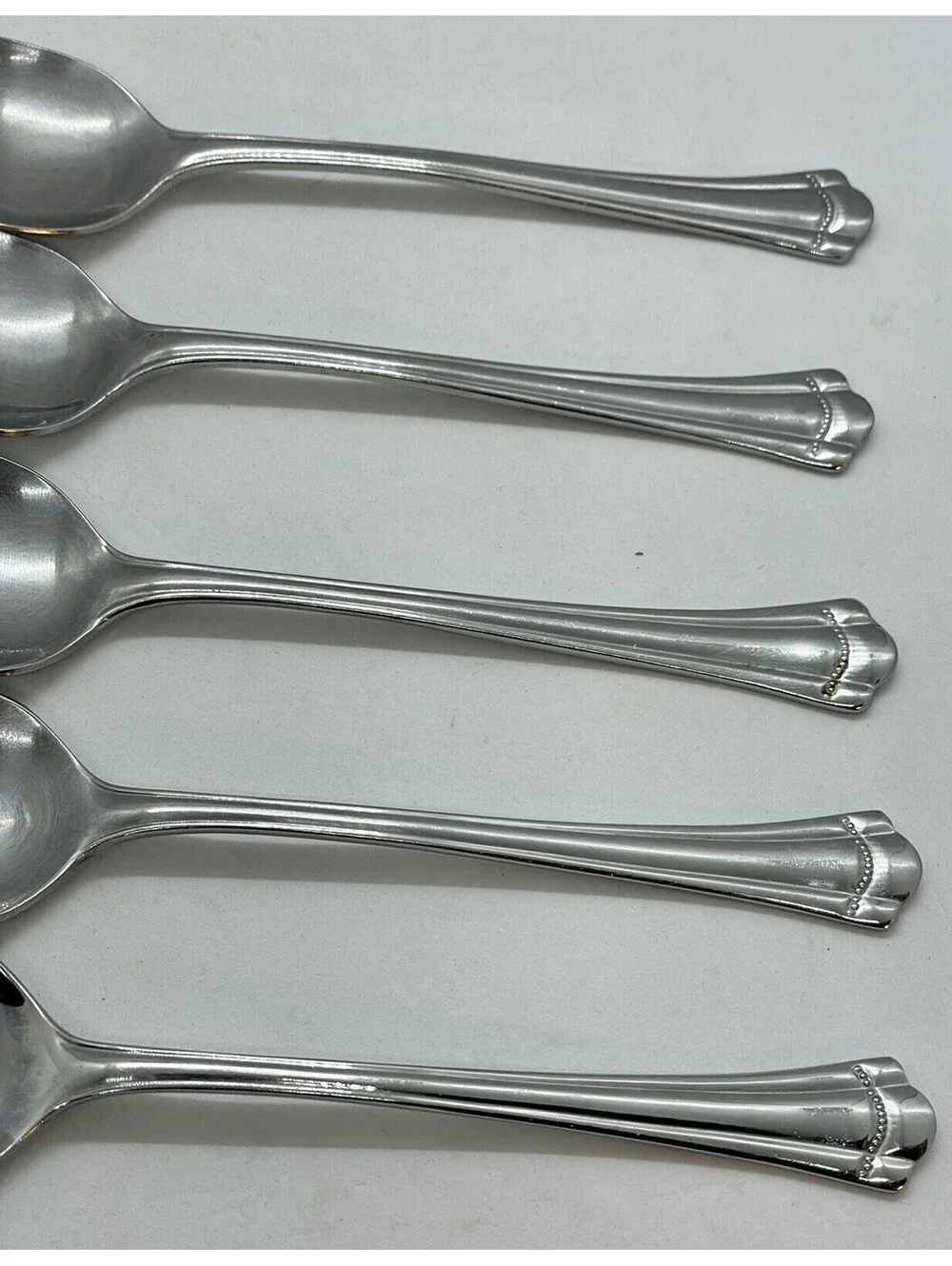 (5) Farberware Stainless Indonesia ROMANCE Teaspoon Lot ~ 6 1/4”